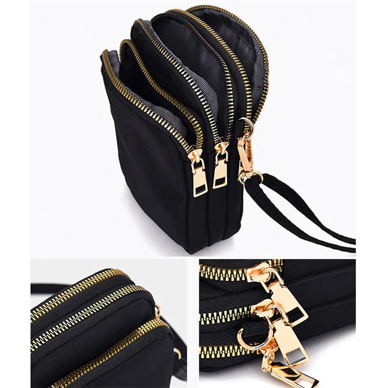 Aichashi Fashion Women Crossbody Zipper Mobile Phone Shoulder Bag Lady Female Multifunction Handbag Wrist Purse New Sports Wallet