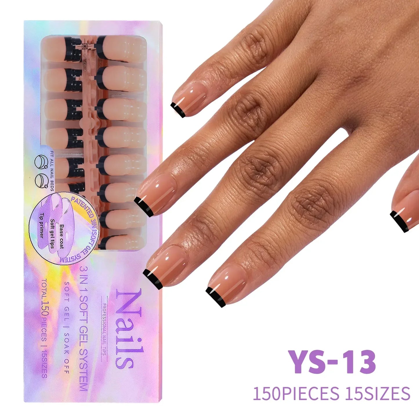 Aichashi 150pcs/boxed New False Nails Press On Nail Long Short Almond Nail Detachable French Style Wearing Manicure Fake Nail Patch