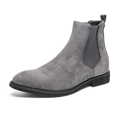 Aichashi Plus Size 48 Classic Gray Men Chelsea Boots Comfort Suede Leather Shoes Men Dress Shoes Pointed Slip-on Men Black Ankle Boots