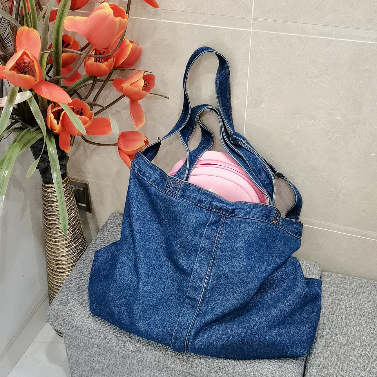 Aichashi BACK TO SCHOOL Denim Shoulder Bags for Women Casual Jeans Bags Designer Tote Crosbody Luxury Handbags Denim Shopping Bag Bolsos Para Mujer