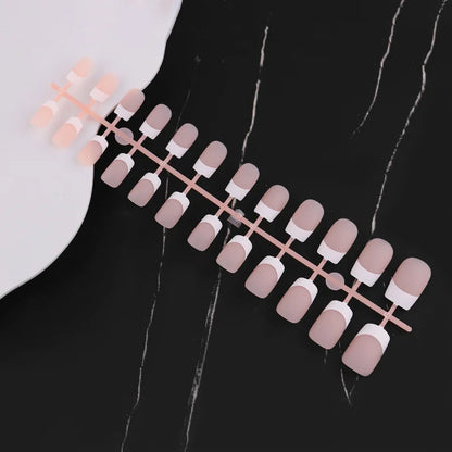 24Pcs/bag French False Nails Frosted Press on Fake Nail Tips Full Cover Artificial Fingernails Ballet Detachable