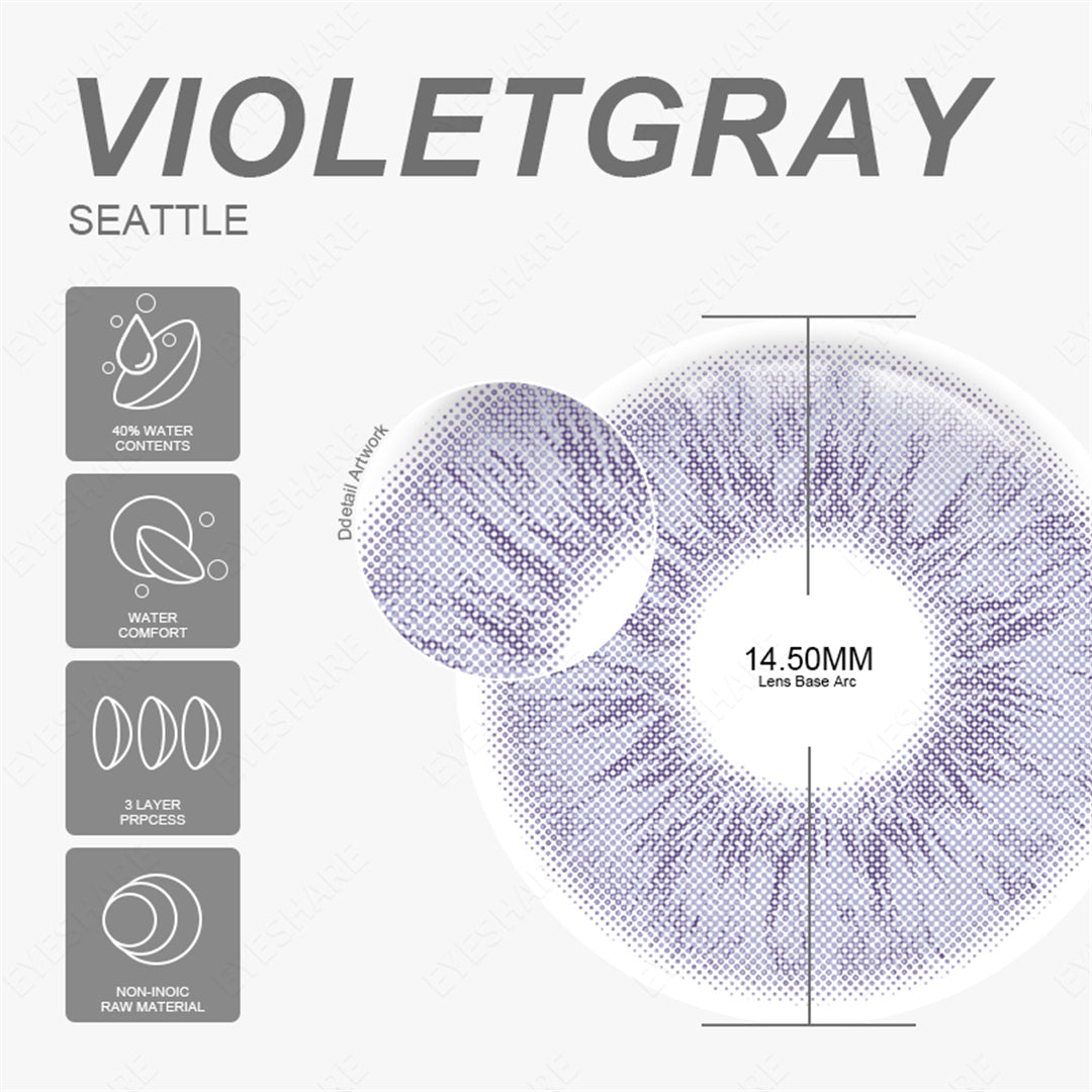 Seattle VioletGray 14.5mm 1 Pair | 1 Year