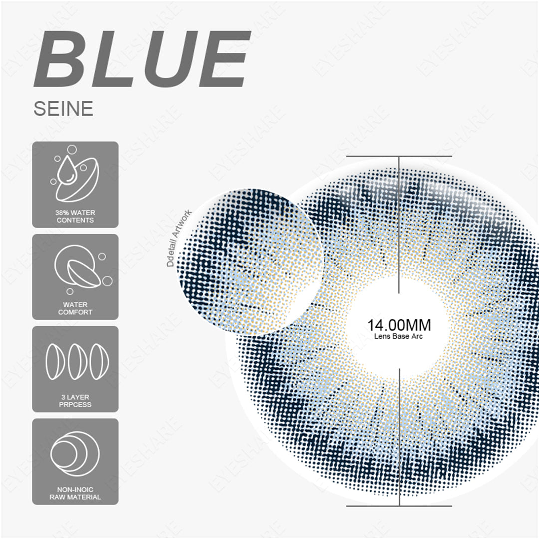 Seine Blue 14.0mm 1 Pair | 1 Year