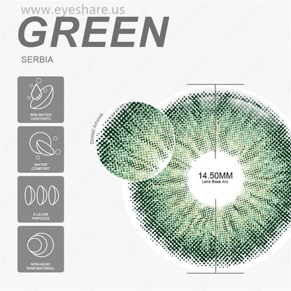 Serbia Green 14.5mm 1 Pair | 1 Year