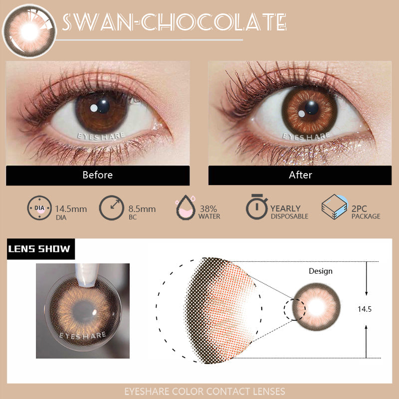 Swan Chocolate 14.5mm 1 Pair | 1 Year