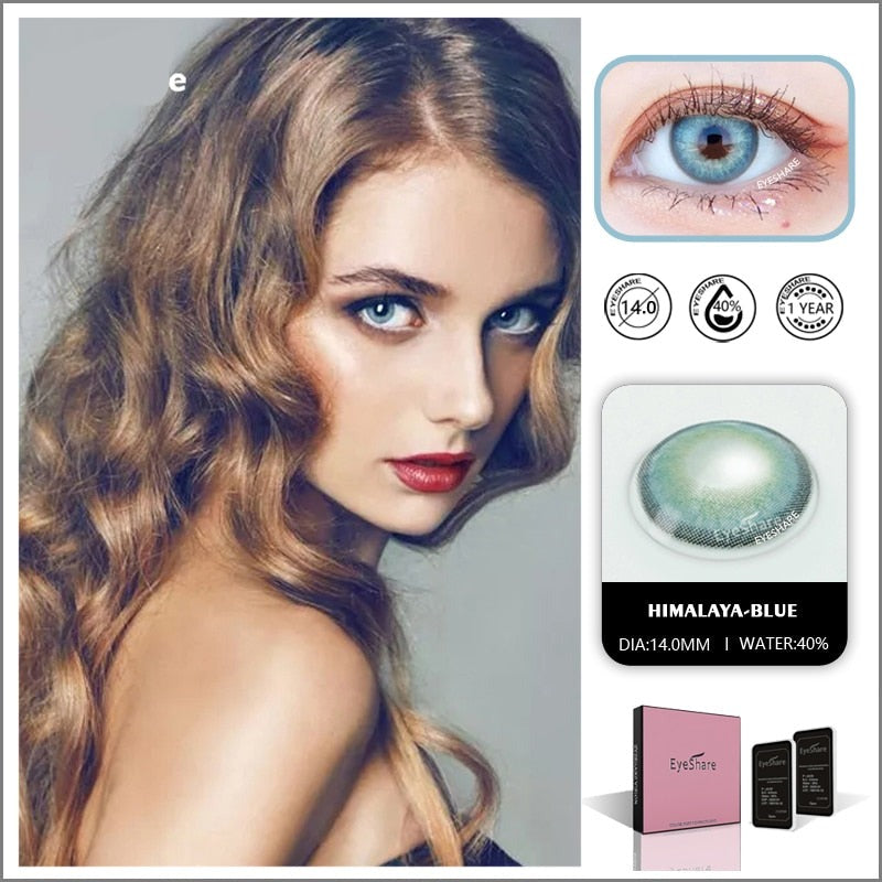 Color Lens Eyes 2pcs Natural Color Contact Lenses For Eyes Yearly Beauty Contact Lenses Eye Cosmetic blue Color Lens