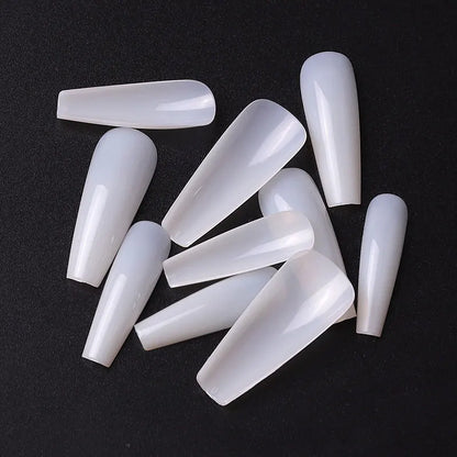 500pcs/bag Long Ballerina Nails Clear Natural Coffin False Nails Art Tips Ultra Flexible Fake Nails Full Cover Designs Manicure