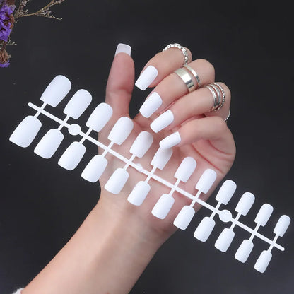 Aichashi 24Pcs/Set Matte False Nails Glue Square Head Frosted Press On Fake Nail Tips Full Cover Artificial Fingernails Ballet Detachable