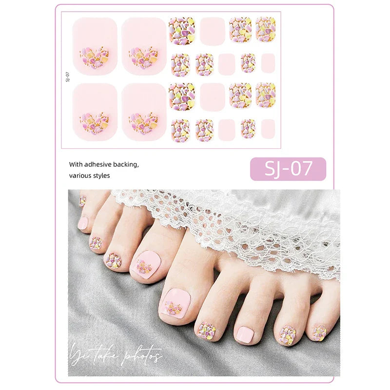 Aichashi 22 Tips Toe Nail Wraps Full Cover Nails Sticker Art Decorations Manicure Nail Vinyls Adhesive Nails Deco For Women Girls DIY