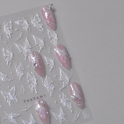 1pc 5D Relief Pink Shell Light Laser Brightly Colored Butterfly Gorgeous Adhesive Nail Art Stickers Decals Manicure Charms