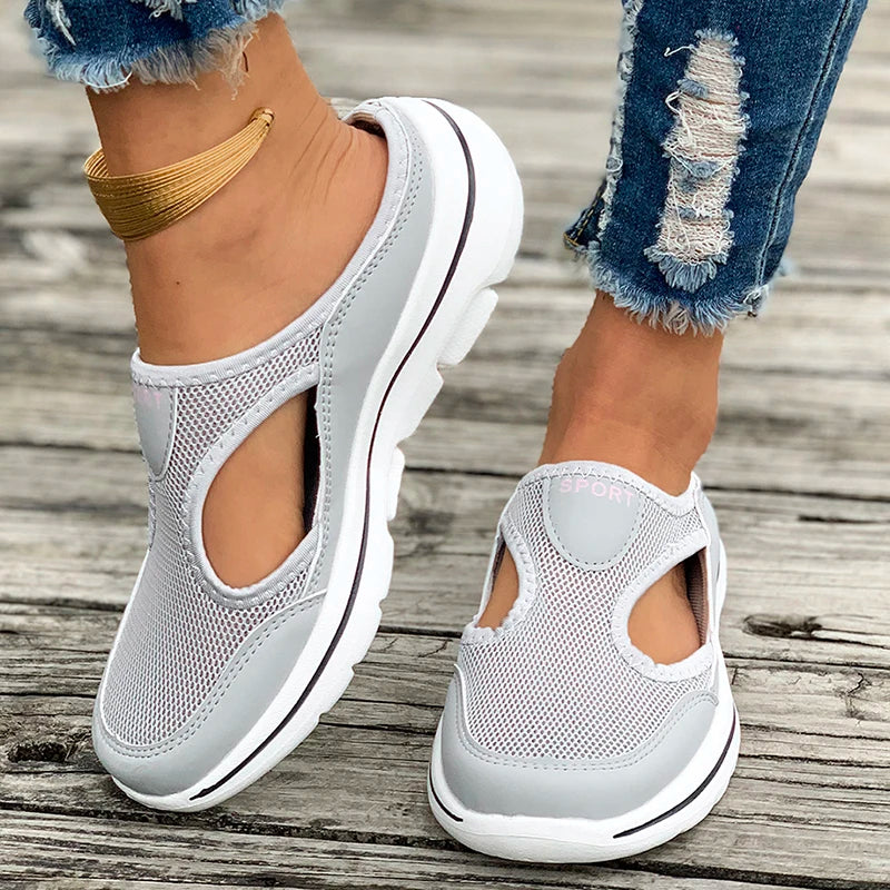 Aichashi Breathable Mesh Sports Slippers Women Casual Cut Out Wedge Slides Sandals Woman Summer 2024 Comfortable Non Slip Walking Shoes