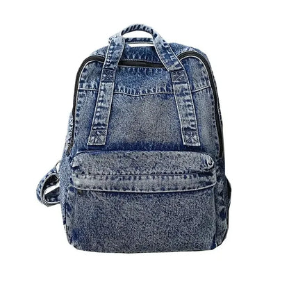 Aichashi Denim Backpack For Women And Men Casual Large Capacity Laptop Bagpack College Student School Bags Book Fashion Blue Travel bolsa