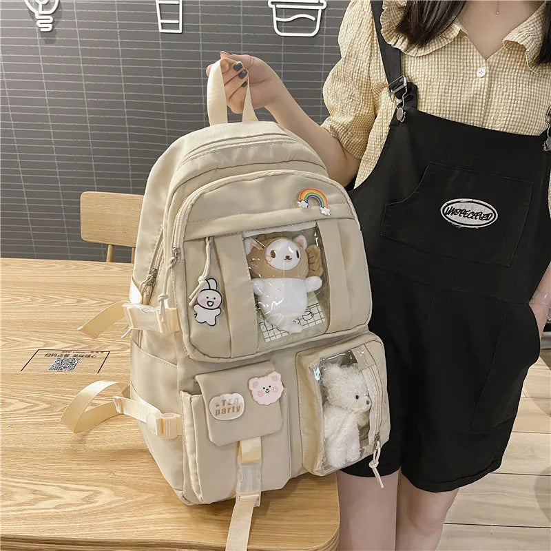 Aichashi BACK TO SCHOOL Large Capacity High School Student Backpack Ins Japanese Style Junior High School Student Schoolbag Female Korean Style Chic