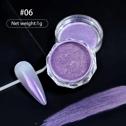 Aichashi Gradient Powder Pigment Pearl Rubbing on Nail Art Glitter Dust Aurora On Manicure Decoration Mirror Rubbing Neon Dust