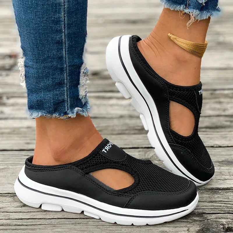 Aichashi Breathable Mesh Sports Slippers Women Casual Cut Out Wedge Slides Sandals Woman Summer 2024 Comfortable Non Slip Walking Shoes