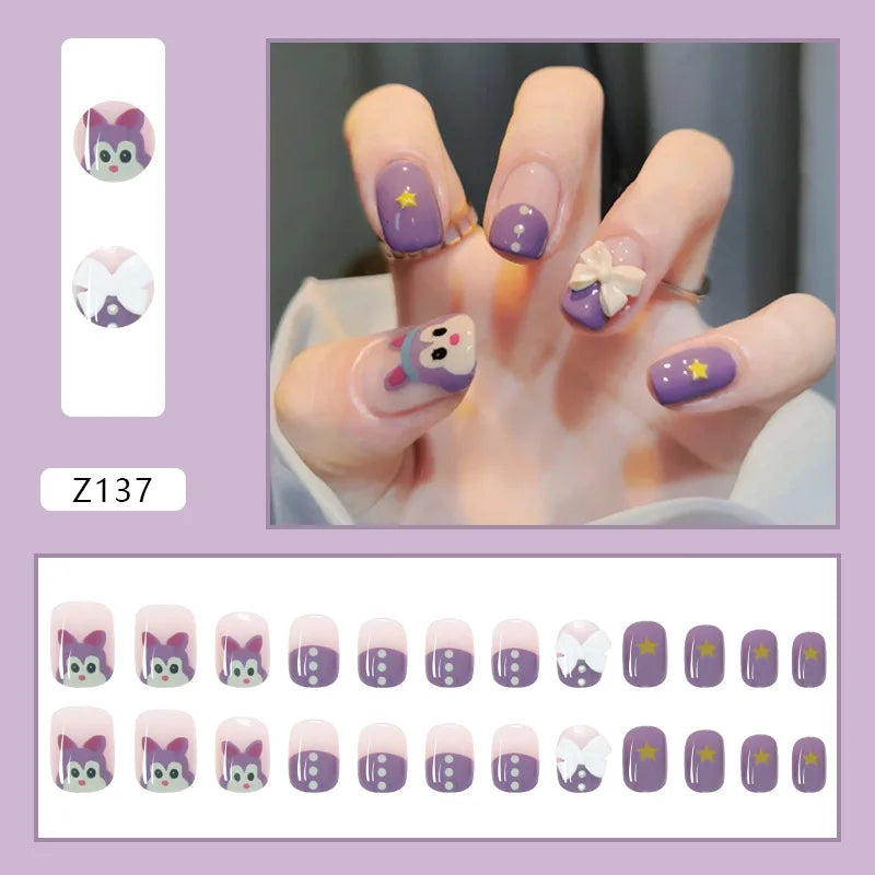 Aichashi Nail Art Fake Nails Long Island Iced Tea Wearing Jiashan Camellia Flower 3D Light Change Love Girl Blush Wearing Press on Nails