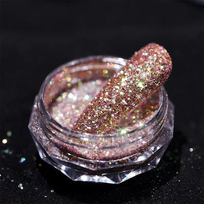 1Box Unicorn Holographic Nail Powder Silver Glitter Metallic Rub Dust Mirror Pigment Extra Fine Shiny Chrome For DIY Manicure*Y*