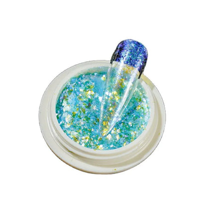 0.2g/jar Aurora Chrome Unicorn Nail Pigment Rainbow Mirror mermaid Nail Art Powder With 1-Sponge-Stick Unicorn Mirror Powder F-t