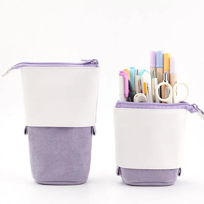 Aichashi BACK TO SCHOOL Creative Retractable Pencil Case School Stationery Storage Bag Kawaii Solid Color Pen Case Cute Pen Holder Gifts for Kid Pen Bag