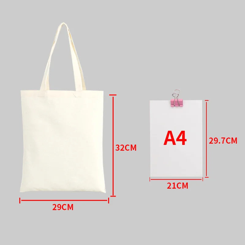 Aichashi Large Capacity Canvas Shopping Bags DIY Painting Pattern Handbag Folding Eco-friendly Cotton Tote Bags