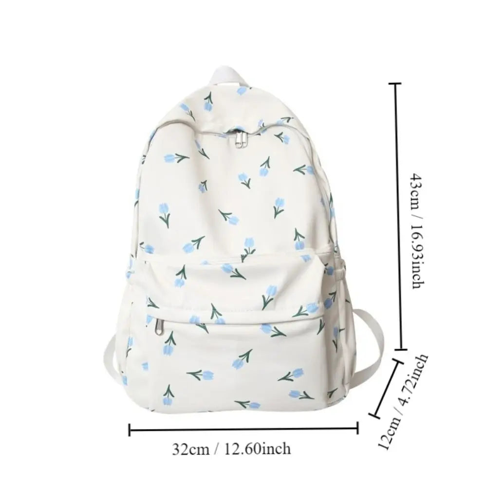 aichashi Tulip Floral Women Backpack Fashion Nylon Waterproof School Bag Large Capacity Travel Rucksack Students