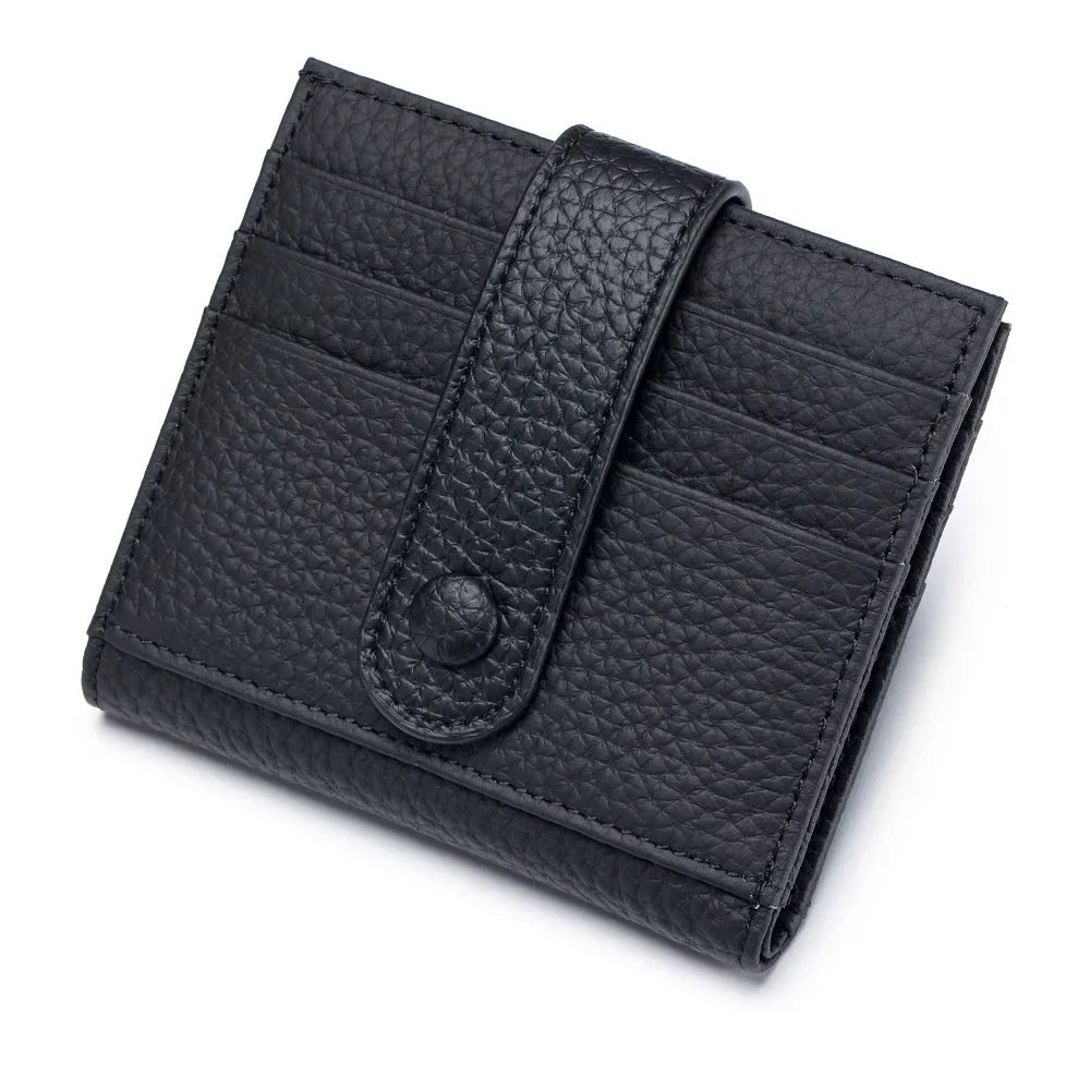 aichashi Ultra-thin Genuine Leather Female Wallets Multifunction Small Soft Cowhide Coin Purse Card Holder Money Bag For Men Women