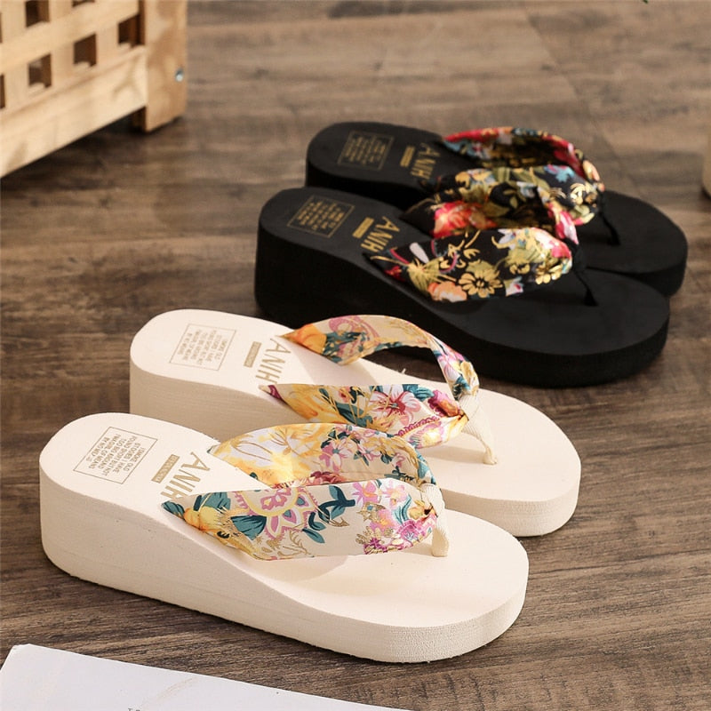 Aichashi Fashion Women Flip Flops Summer Beach Platform Slippers Casual Outside Wedges Sandals Summer Women Shoes