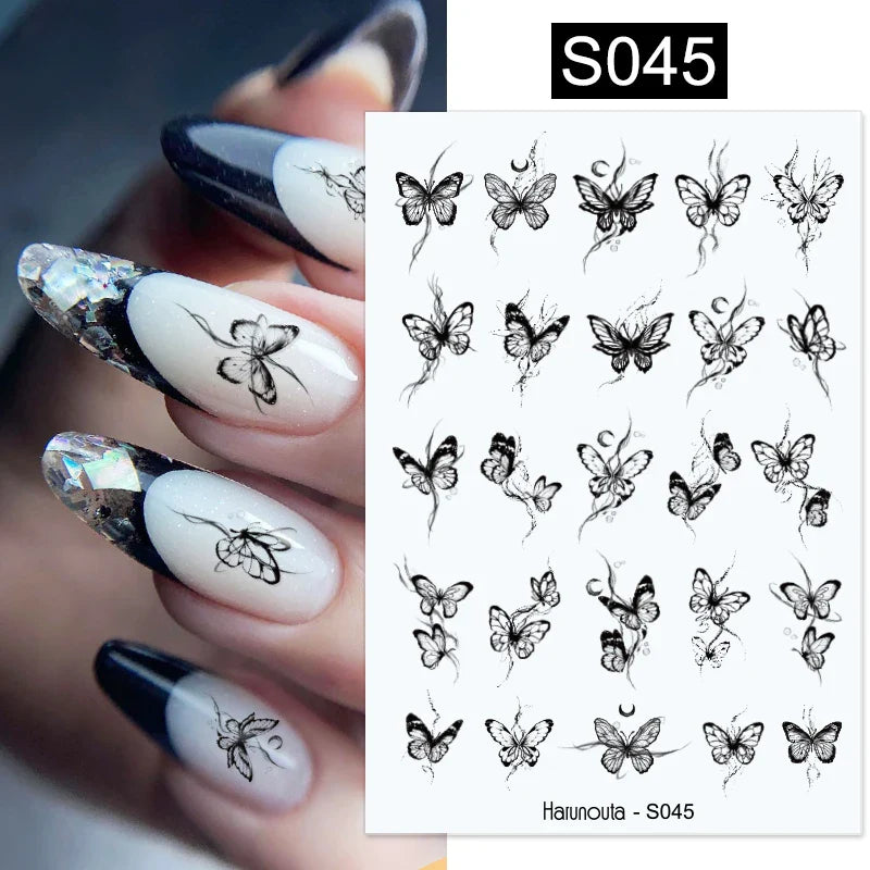 Aichashi 3D Laser Sakura Flower Nail Sticker Aurora Decals Glitter Star Butterfly Floral Adhesive Sliders Cherry Blooming Manicure