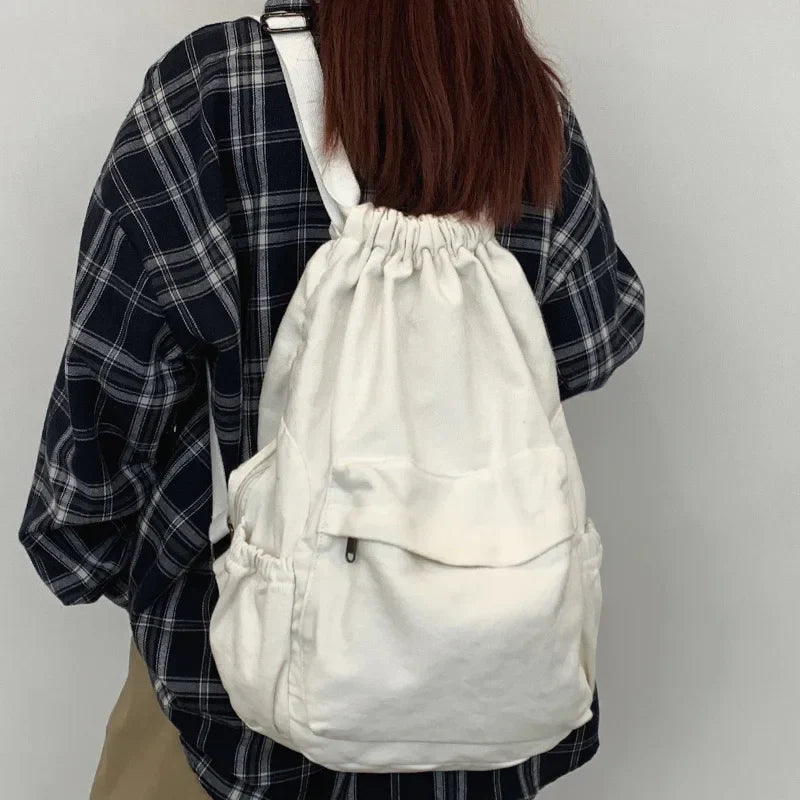 aichashi Women's Canvas Cute Drawstring Backpack Fashion Women's Laptop Schoolbag Fashion Women's Backpack Cool Girl Travel Schoolbag