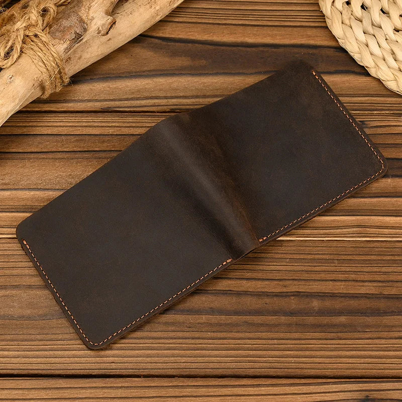 Aichashi Handmade Vintage Crazy horse Leather Wallet Men Genuine Leather Short Wallet Slim Coin Purse Male Money Clips Money bag