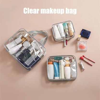 Aichashi 1PC Transparent Makeup Bag PVC Washing Bag Out Of Travel Storage Bag Waterproof Large Capacity Hand Made Makeup Bag Travel Stora