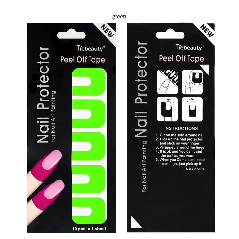 10pcs U-shape Spill-proof Anti-overflow Nail Polish Paint Varnish Peel Off Tape Finger Cover Nail Protector Stickers