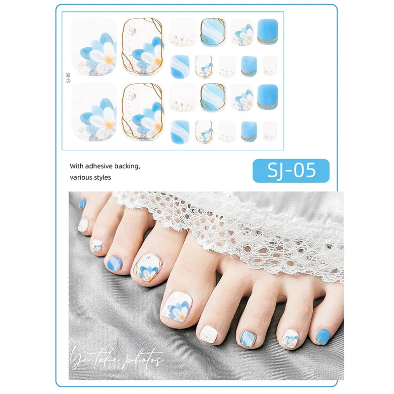 Aichashi 22 Tips Toe Nail Wraps Full Cover Nails Sticker Art Decorations Manicure Nail Vinyls Adhesive Nails Deco For Women Girls DIY