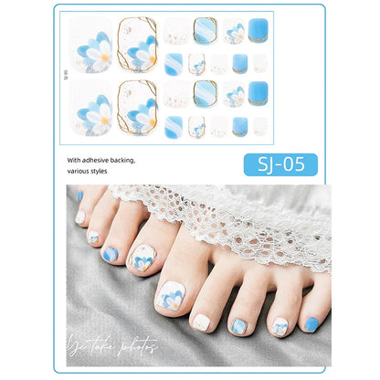 Aichashi 22 Tips Toe Nail Wraps Full Cover Nails Sticker Art Decorations Manicure Nail Vinyls Adhesive Nails Deco For Women Girls DIY