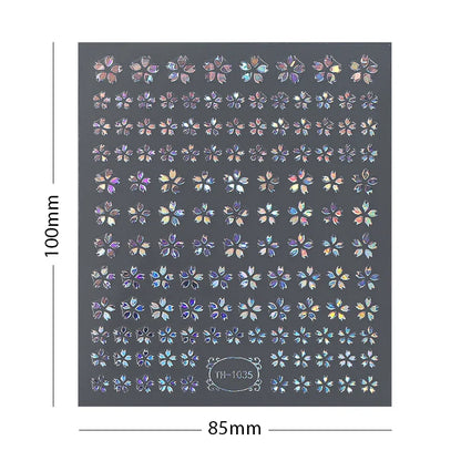 Aichashi 3D Laser Sakura Flower Nail Sticker Aurora Decals Glitter Star Butterfly Floral Adhesive Sliders Cherry Blooming Manicure