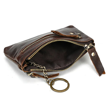 Aichashi Genuine Leather Zipper Coin Wallet Women Men Cow Leather Mini Short Purse Card Holder Change Purse For Man Clutch Wallets