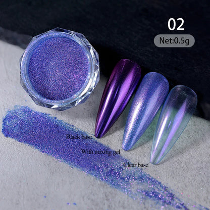 Aichashi Gradient Powder Pigment Pearl Rubbing on Nail Art Glitter Dust Aurora On Manicure Decoration Mirror Rubbing Neon Dust