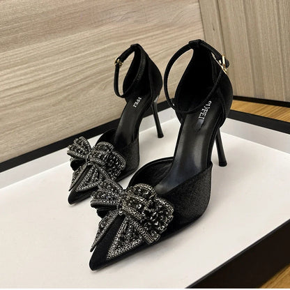 aichashi  -  Bow High Heels Women Luxury Sexy Stiletto Sandals Elegant Office Shoes Female Pointed Party Dress Shoes Pumps