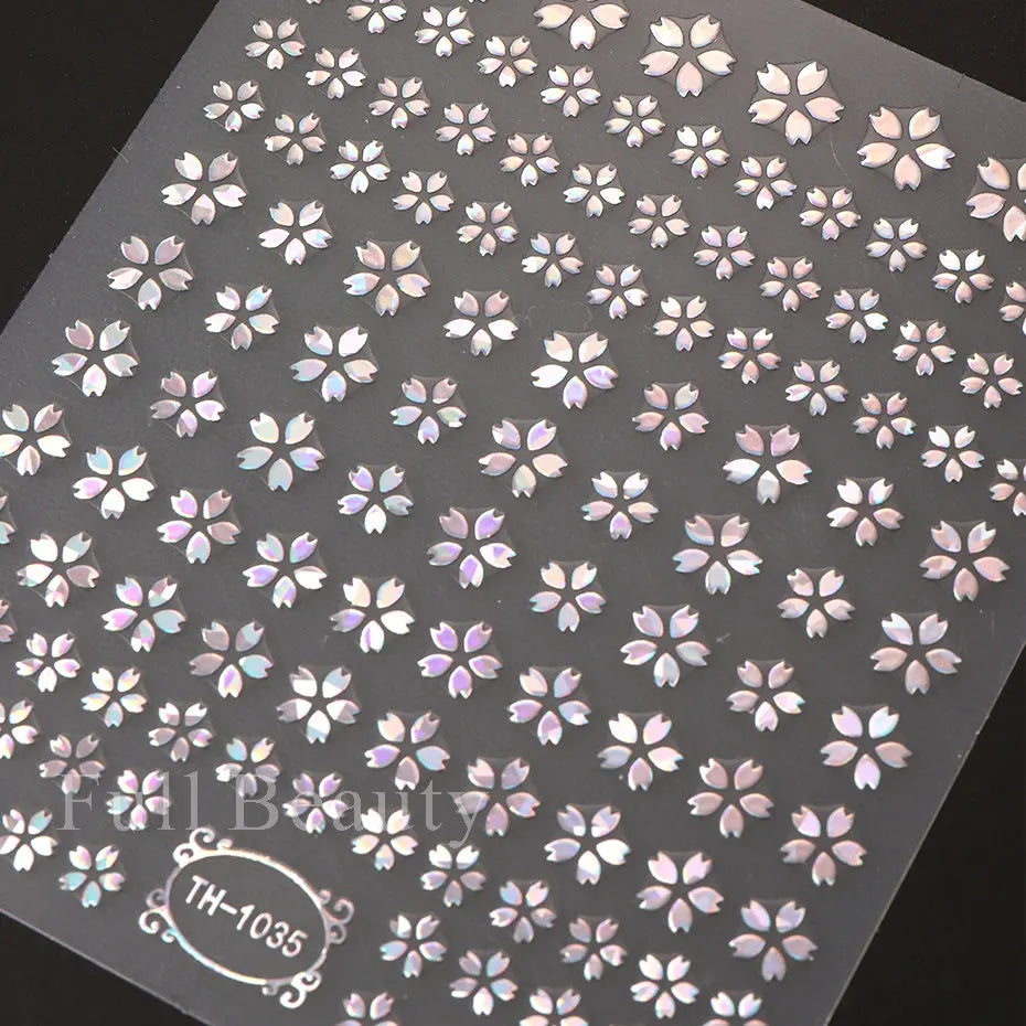 Aichashi Laser Sakura Flower 3D Nail Sticker Holographic Foils Decals Snake Star Heart Adhesive Sliders Cherry Blossom Manicure