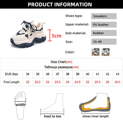 Aichashi New Spring Women's Chunky Platform Sneakers Lace Up Casual Sports Shoes Woman Fashion Thick Bottom Walking Shoes