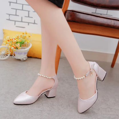 Aichashi spring and summer with the female shoes shallow baotou sandals rough with 6 cm high heels Sandalias femeninas x63