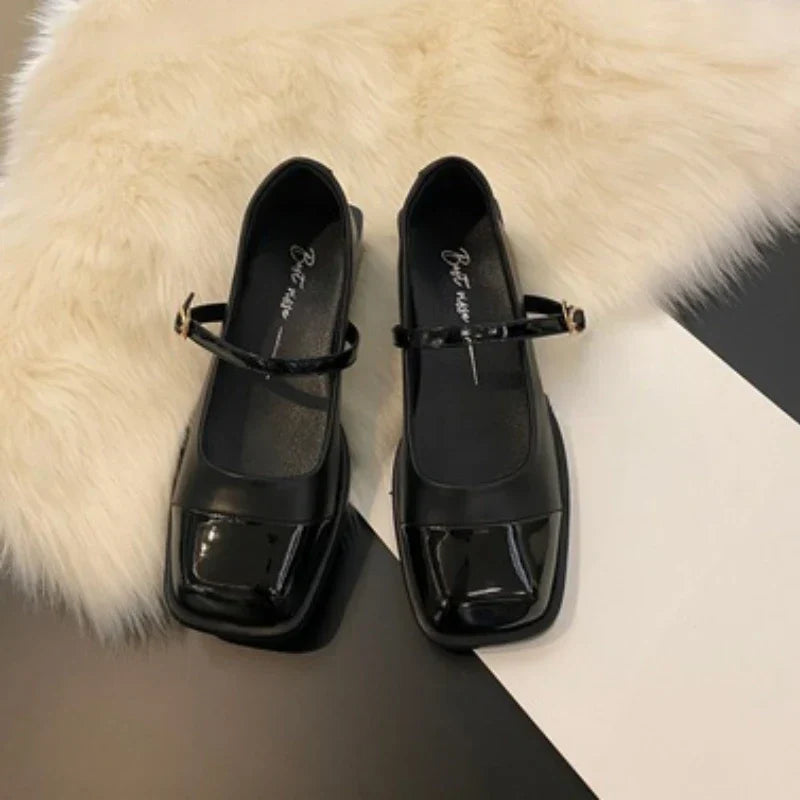 Aichashi Mary Jane Shoes Women Pumps Elegant Designer Chunky Heel Square Toe Office Dress Shoes Party Loafers Woman Zapatos De Mujer