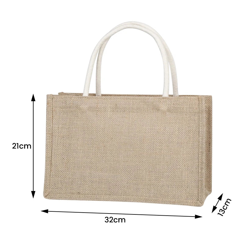 1Pcs Burlap Handbag Portable Linen Bag Retro Coarse Linen Jute Bag Reusable For Gift Bags Daily Sundries Storage Shopping Bags