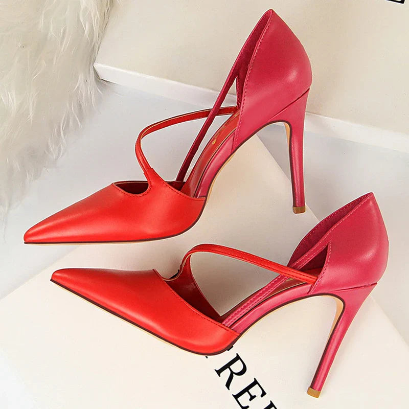 aichashi  -  Shoes Women Summer 9.5cm High Heels Sandals Women Pumps Sexy Party Shoes Mixed Color Stiletto Heels Ladies Shoes