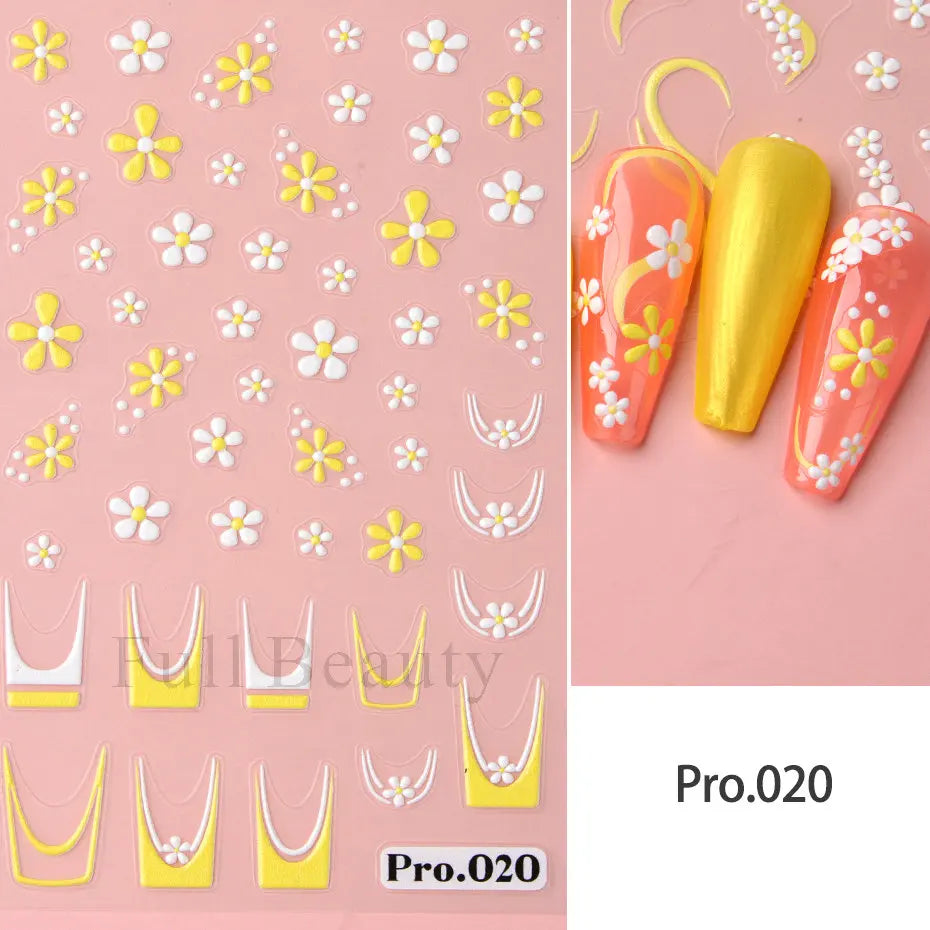 Aichashi 1Pcs Sakura Stickers For Nails 5D Embossed Spring Cherry Blossom Tulip Peony Flowers Petals Sliders Manicure Decoration