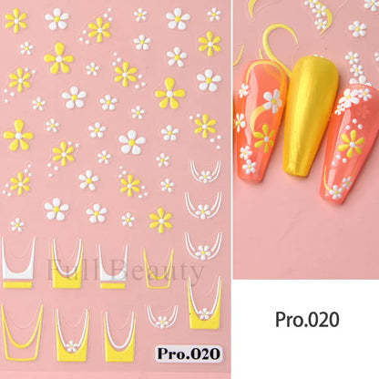 Aichashi 1Pcs Sakura Stickers For Nails 5D Embossed Spring Cherry Blossom Tulip Peony Flowers Petals Sliders Manicure Decoration