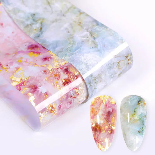 Aichashi Nail Sticker Marble Pattern Nail Foil Nail Art Transfer Decals Slider Nail Water Decal Design Accessories Manicures Decorations