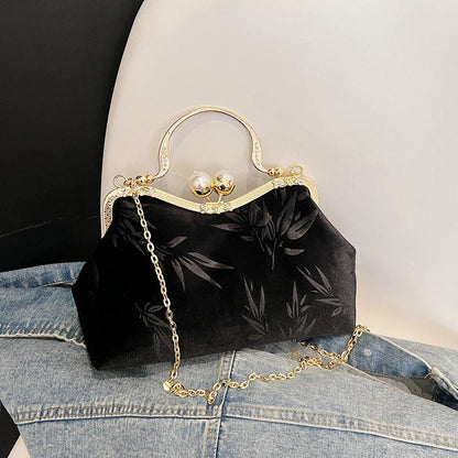 Aichashi Chinese Style Small Velvet Design Chain Crossbody Bags for Women 2024 Korean Fashion Handbags Party Shoulder Bag