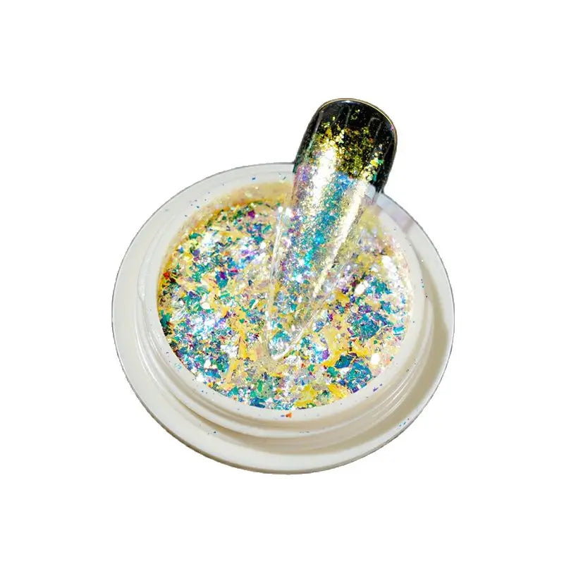 0.2g/jar Aurora Chrome Unicorn Nail Pigment Rainbow Mirror mermaid Nail Art Powder With 1-Sponge-Stick Unicorn Mirror Powder F-t