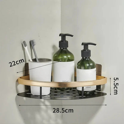 Aichashi Bathroom Shelf Aluminum Alloy Shampoo Rack Makeup Storage Organizer Shower Shelf Bathroom Accessories No Drill Wall Corner Shelf